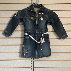 Rocawear Girls Denim Dress Size S (4) Jacket Style Star Accents Cute Outfit